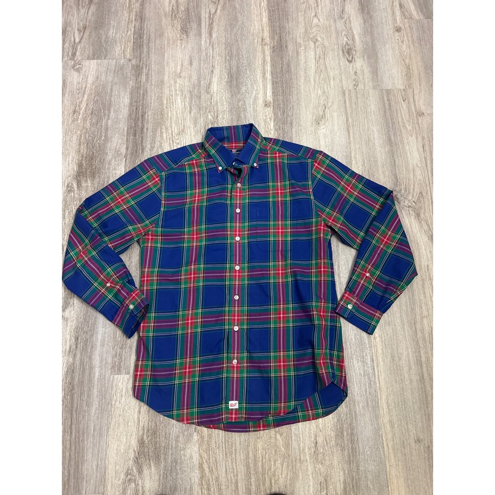 Vineyard Vines Performance Classic‎ Fit Murray Shirt Mens Medium Blue Plaid